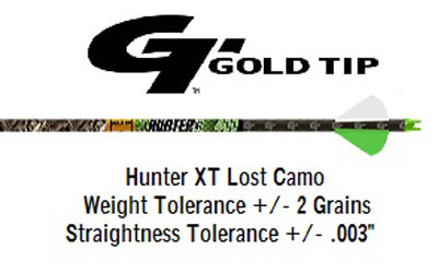 Gold Tip Hunter XT Lost Camo Feather Fletched (One Dz.)